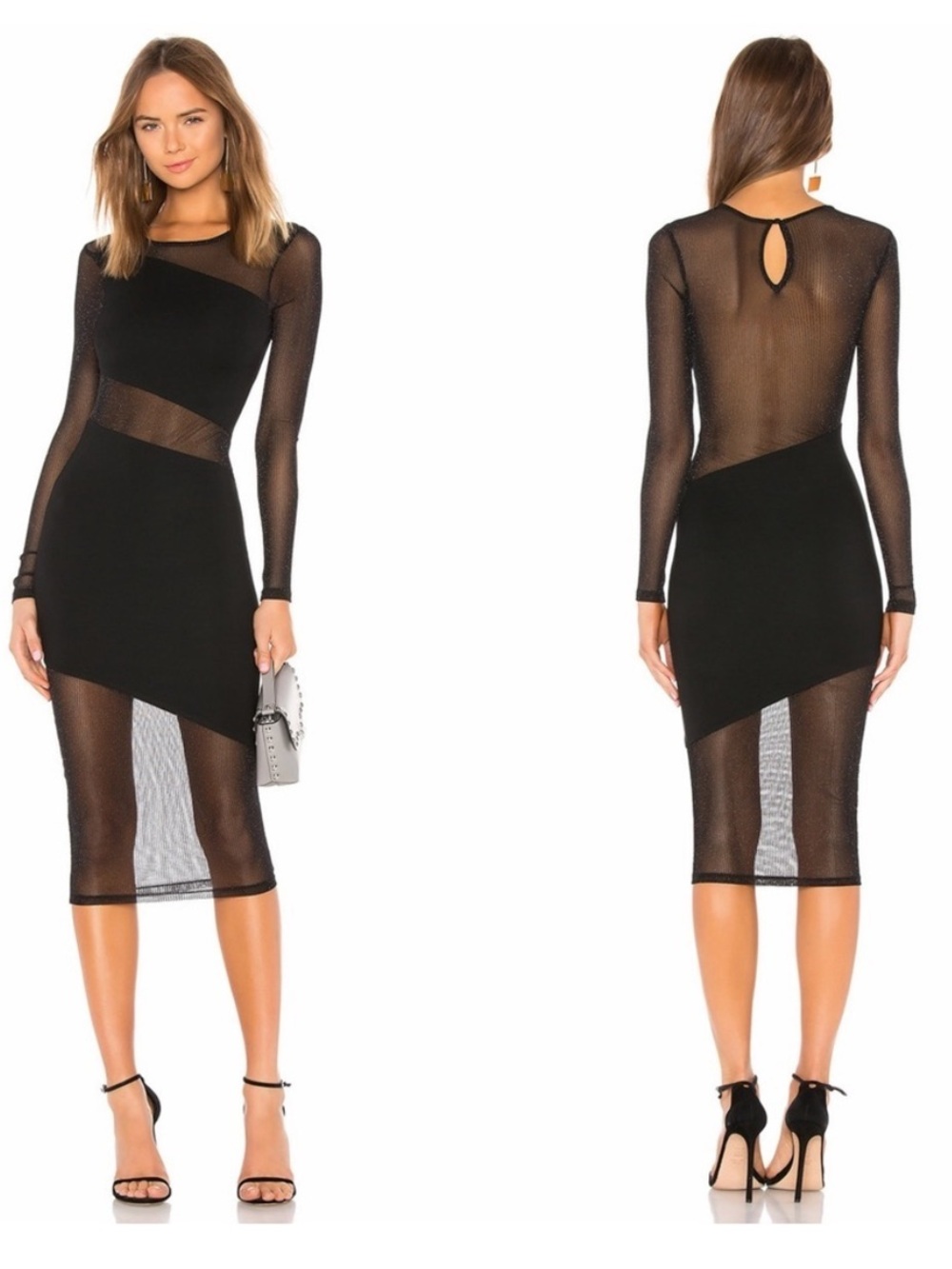 Revolve h:ours Lavo sparkly mesh panel bodycon dress